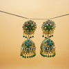 Green & Gold Filigree Jhumkas - Additional Image