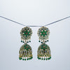 Green & Gold Filigree Jhumkas - Additional Image