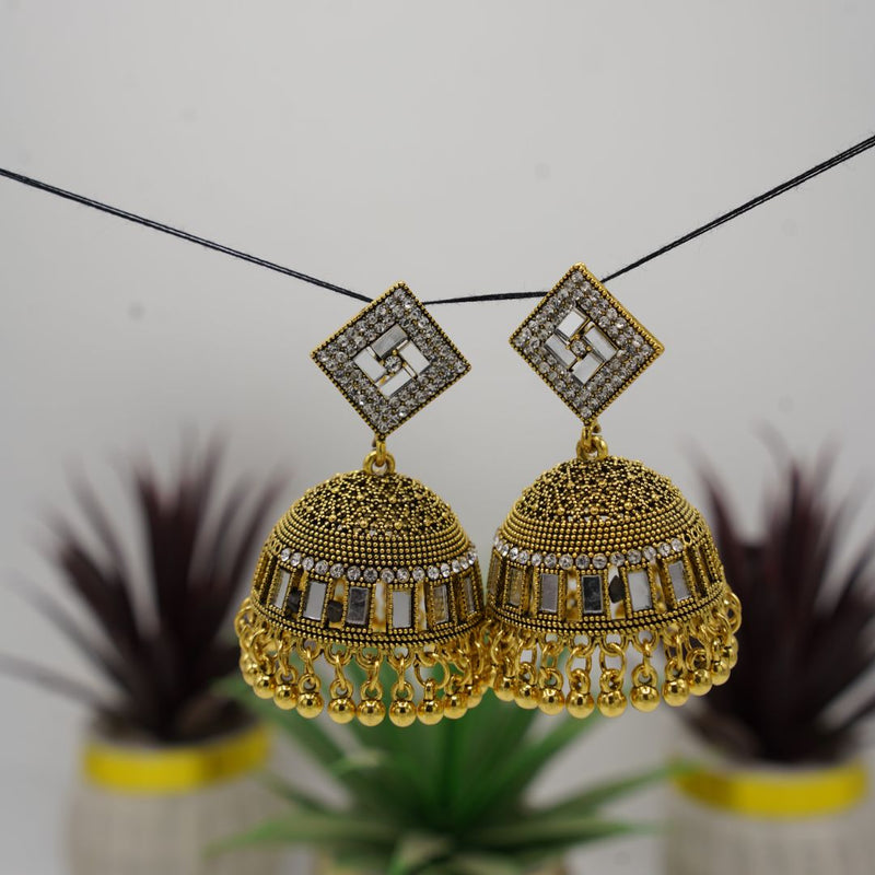 Square Stud Gold Jhumkas