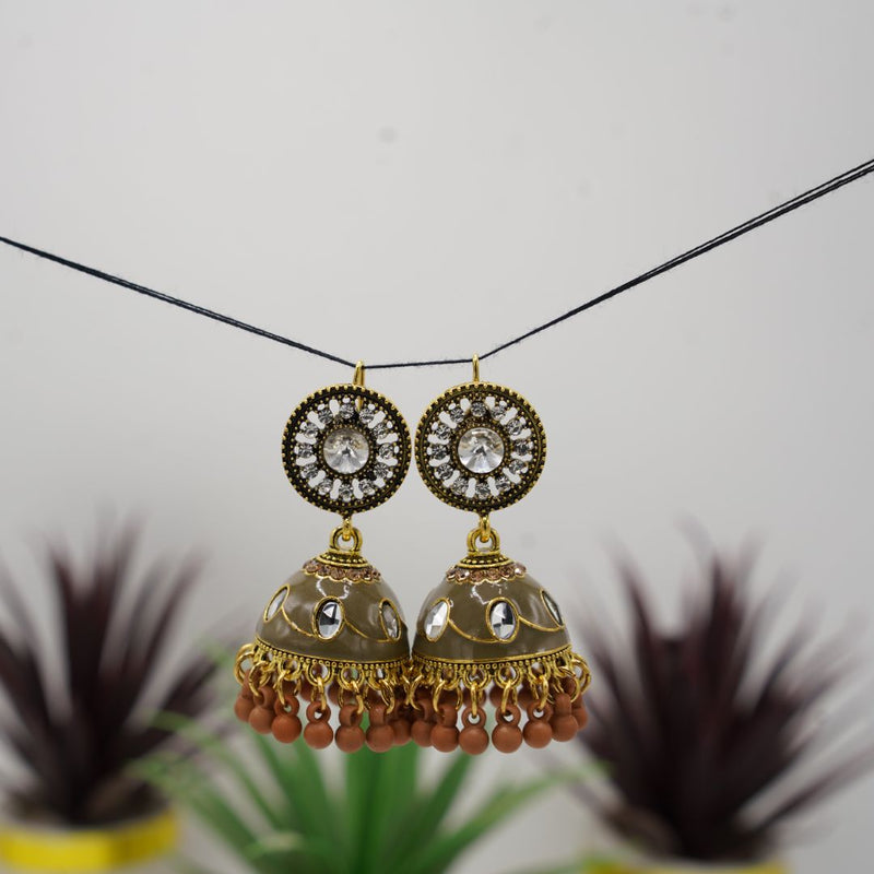 Brown Bead Jhumkas